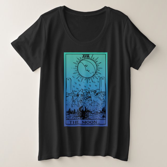 The Moon Tarot Card Gradient Plus Size T-Shirt (Design Front)