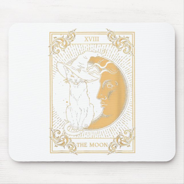 The Moon Tarot Xvii Inspired Black Cat Witch Hat H Mouse Pad (Front)