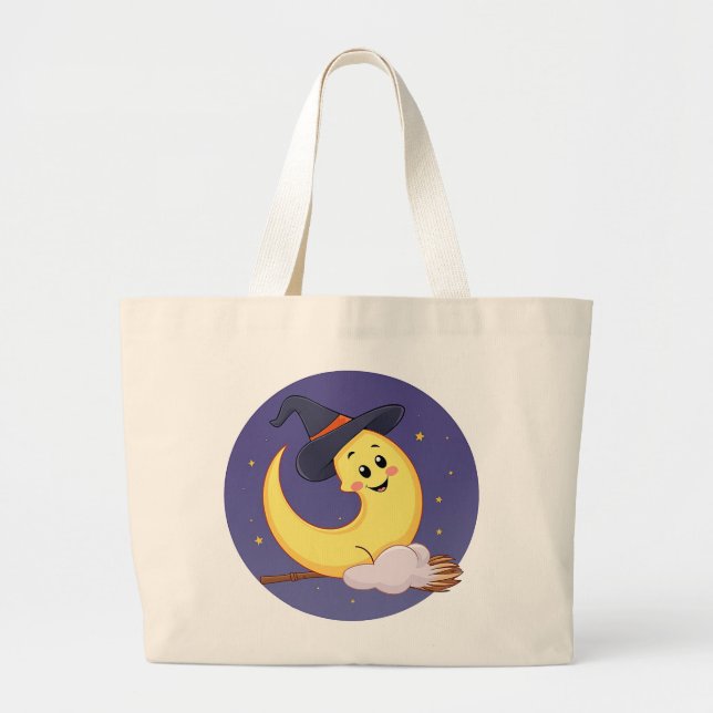 The moon wears witch hat large tote bag (Front)