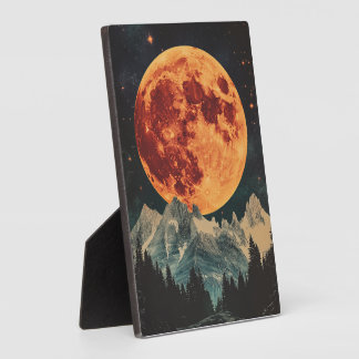 The moon with a retro vibe plaque