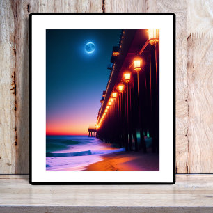 The Moonlit Pier Poster