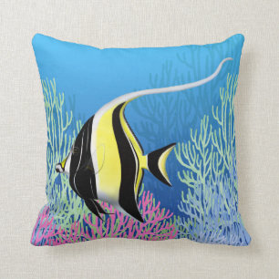 The Moorish Idol Reef Fish American MoJo Pillows