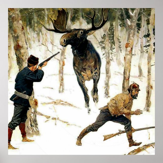 The Moose Hunt by Frederic Remington Poster (Front)