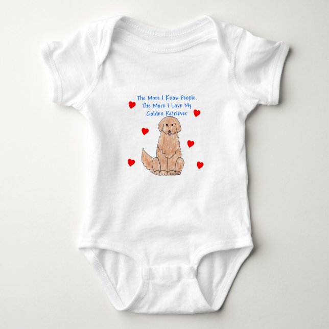 The More I Know People Golden Retriever Baby Bodysuit (Front)