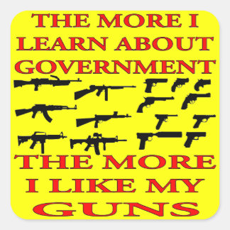 The More I Learn About Government The More Guns Square Sticker