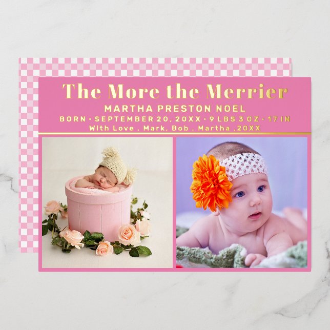The More the Merrier 3 Photo New Baby Gold (Front/Back)
