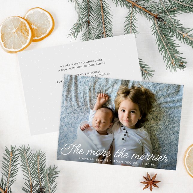 the more the merrier birth announcement card (Creator Uploaded)