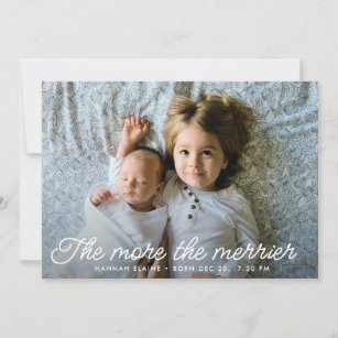the more the merrier birth announcement card