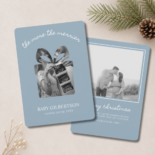 The More The Merrier Blue Pregnancy Ultrasound Holiday Card