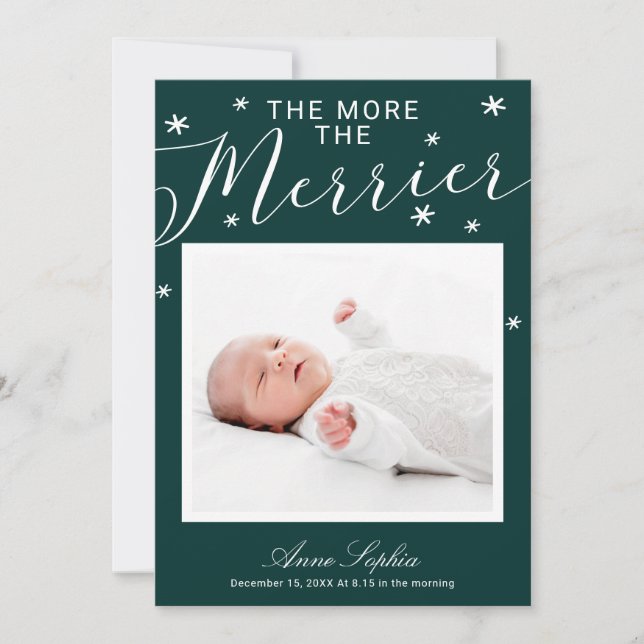 The More The Merrier Christmas Birth Announcement (Front)