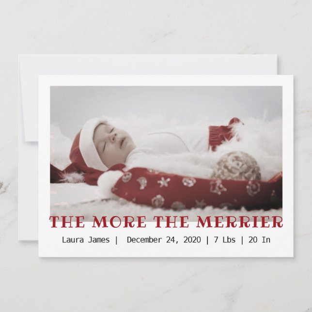 the more the merrier Christmas birth announcement (Front)