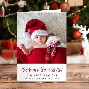 The More The Merrier Christmas Photo Birth Announcement