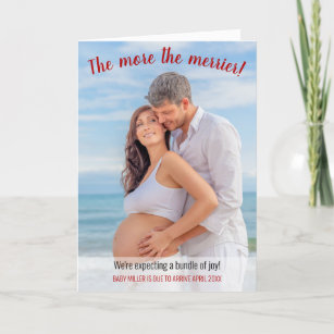 The More the Merrier Full Bleed Photo Pregnancy Holiday Card