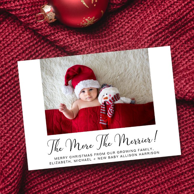 The More The Merrier Photo New Baby Holiday Card (A fun and unique way to introduce family and friends to your  baby this holiday season)