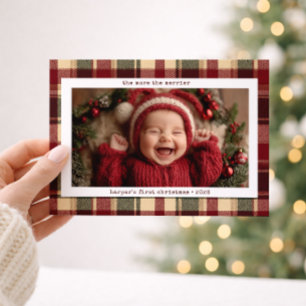 The More the Merrier Plaid Baby’s First Christmas Holiday Card