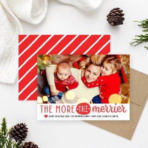 The More The Merrier Red Christmas Photo Holiday Card