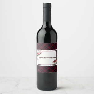 The More The Merrier Red Plaid Wine Label