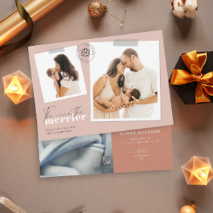 The More The Merrier Rust Birth Announcement Photo