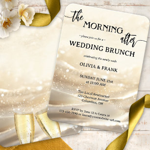 The Morning After Gold Sparkling Wedding Brunch Invitation