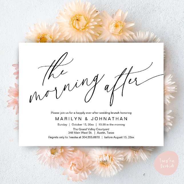 The Morning After, Happily Ever After Brunch Invitation (The Morning After, Happily Ever After Brunch Invites Card PDF Romantic Aesthetic Black White)