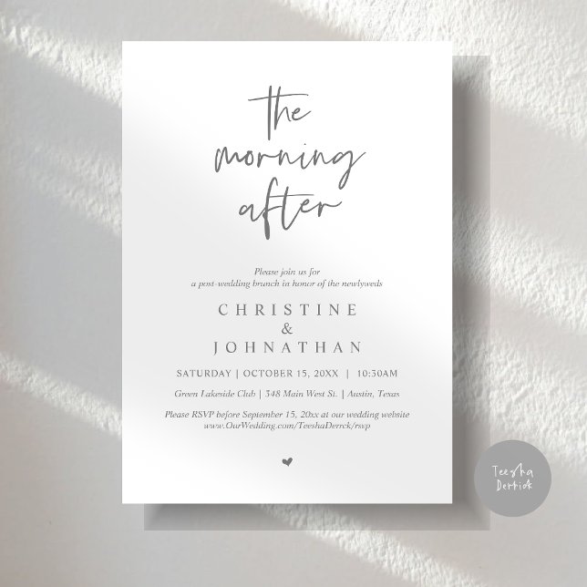 The Morning After, Modern Post Wedding Brunch Invitation (The Morning After, Modern Post wedding brunch invitation card, PDF, in Dark Grey)
