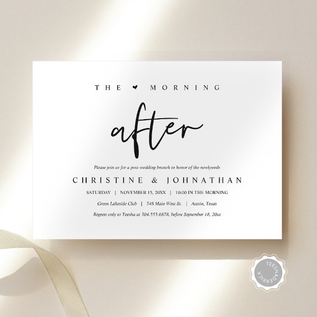 The morning after, post wedding brunch celebration invitation (The morning after, post wedding brunch celebration invitation card, downloadable, Modern minimal.)