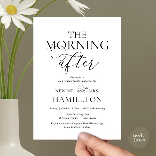 The Morning After, Post wedding Brunch Celebration Invitation (The Morning After, Post wedding Brunch Celebration Invitation Card, PDF Modern Classy Black White)