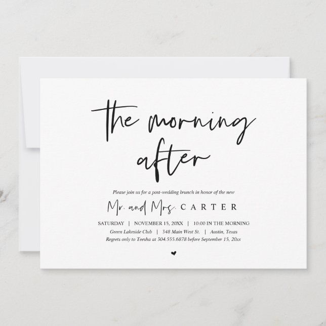 The Morning After, post wedding brunch Invitation (Front)