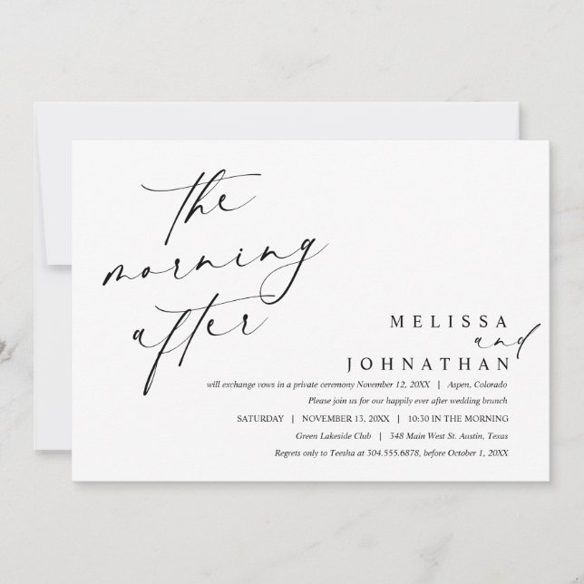 The Morning After, Post Wedding Brunch Invitation (Front)