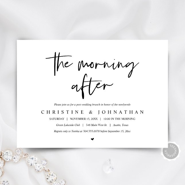 The Morning After, post wedding brunch Invitation (The Morning After, post wedding brunch, elopement Invitation card, digital download, modern minimal)