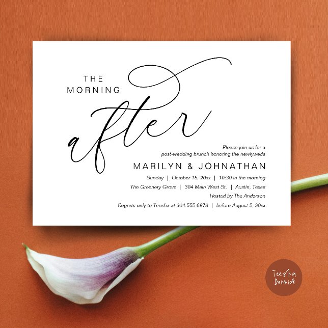 The Morning After, Post Wedding Brunch Thank You Invitation (The Morning After, Post Wedding Brunch Appreciate Thank You Invitation Card PDF Black White)