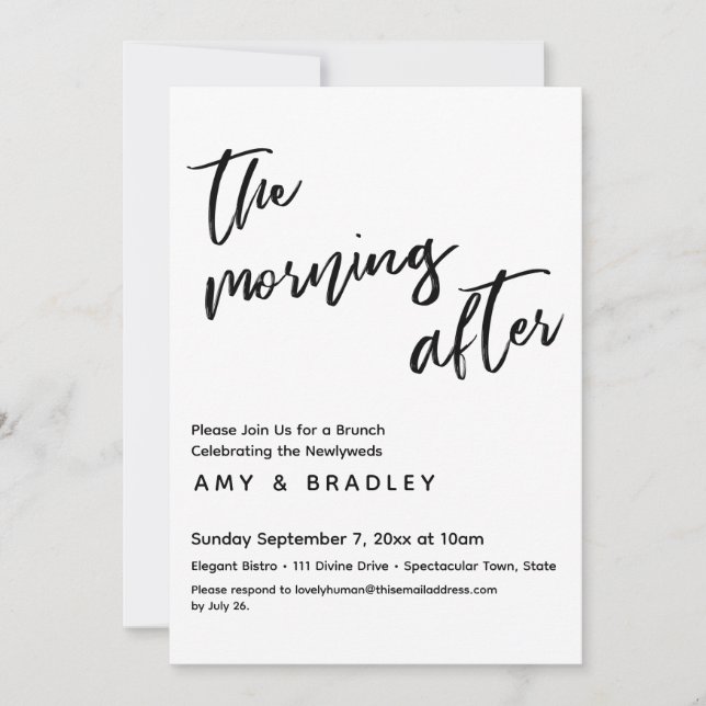 The Morning After Wedding Brunch Handwriting Invitation (Front)