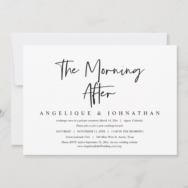 The Morning After, Wedding Elopement Brunch Invita Invitation (Front)