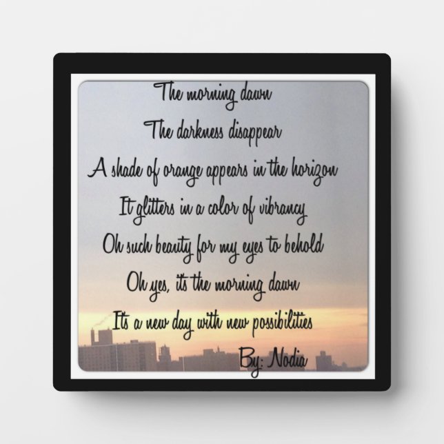 The Morning Dawn Plaque (Front)