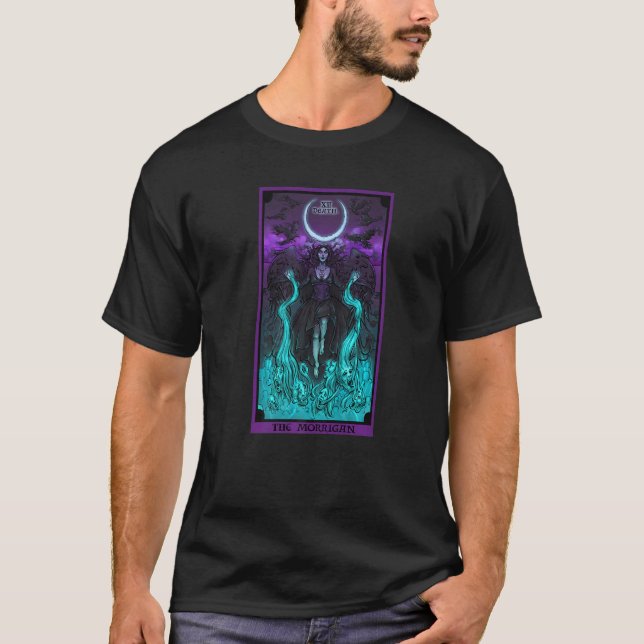 The Morrigan Death Tarot Card Gothic Pagan Witch T T-Shirt (Front)