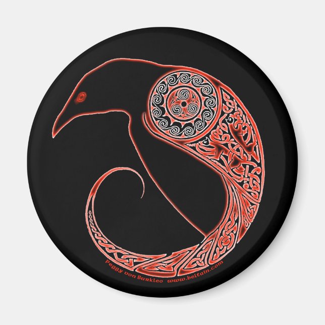 The Morrigan Raven Celtic knotwork magnets black (Front)