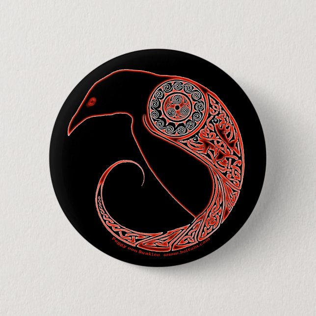 The Morrigan Raven Celtic knotwork Pins & Buttons (Front)