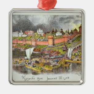The Moscow Kremlin in the time of Tsar Ivan III Metal Tree Decoration