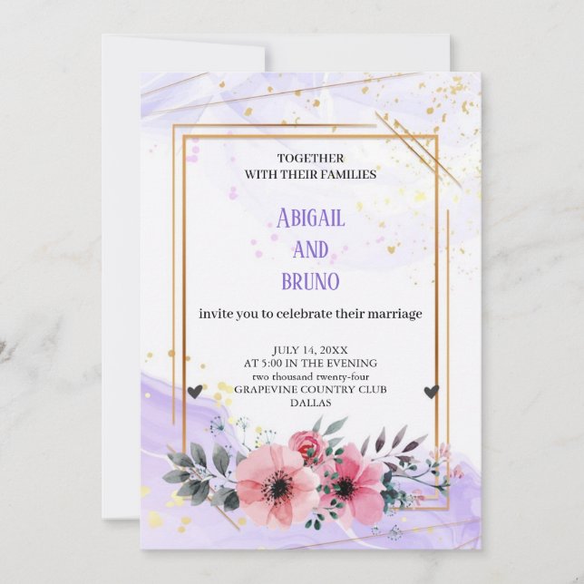 the most beautiful purple wedding invitation (Front)