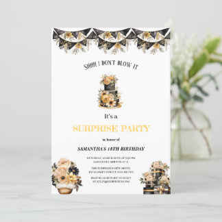 the most elegant black and gold birthday party invitation