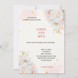 the most elegant pink flowers in a wedding  invitation