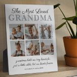 The Most Loved Grandma Photo Plaque<br><div class="desc">Modern mothers day picture plaque featuring the cute saying "the most loved grandma",  6 photos of the grandkids,  their names,  and the caption "grandmas hold our tiny hands for just a little while,  but our hearts forever".</div>