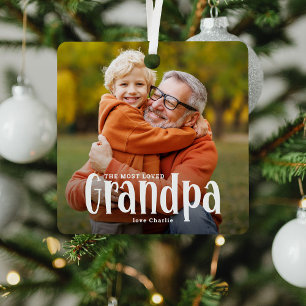 The Most Loved GRANDPA' Cute Gift Metal Tree Decoration