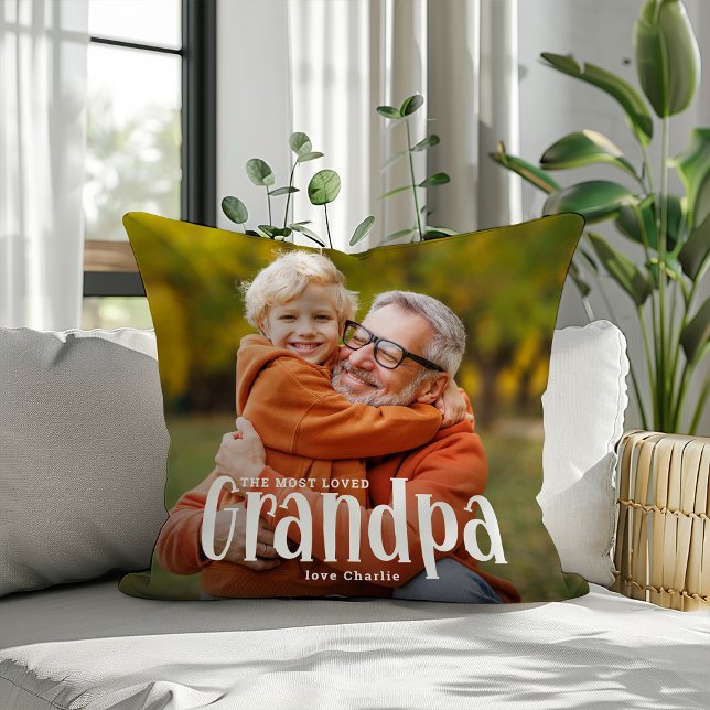 The Most Loved GRANDPA' Cute Gift  Throw Pillow (Creator Uploaded)