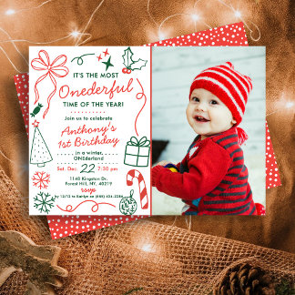The Most Onederful Time Of The Year 1st Birthday Invitation