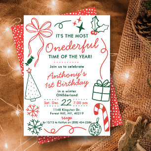 The Most Onederful Time Of The Year 1st Birthday Invitation