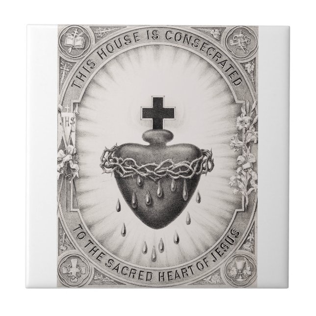 The Most Sacred Heart of Jesus Symbol of Divine  Tile (Front)