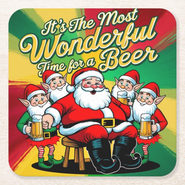 The most wonderful time for square paper coaster (Front)