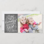 The Most Wonderful Time Hand Lettered Chalkboard Holiday Card<br><div class="desc">This contemporary and modern holiday photo card features original hand lettered calligraphy artwork that says "It's the most wonderful time of the year" on a faux chalkboard background.</div>