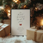 The Most Wonderful Time Of The Year Holiday Card<br><div class="desc">it's the most Wonderful time of the year!,  modern minimalist non photo holiday card. Features,  soft beige and black backgrounds with elegant black typography and festive red bow detail.</div>